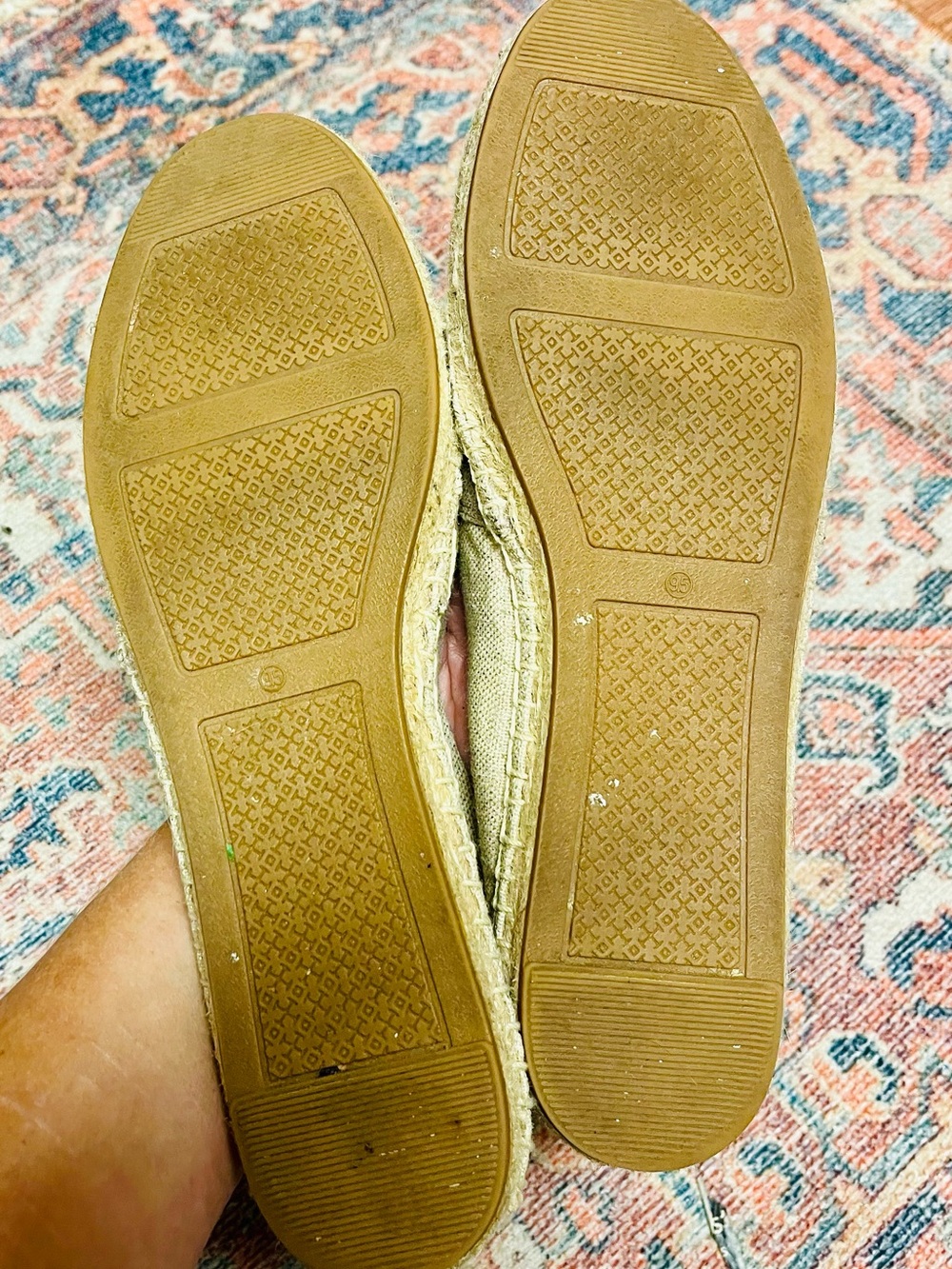Tory Burch Beige Canvas Weston Espadrille Flats with Tan Logo - Picture 8 of 9